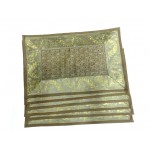 Indian Silk Table Runner with 6 Placemats & 6 Coaster in Green Color Size 16x62